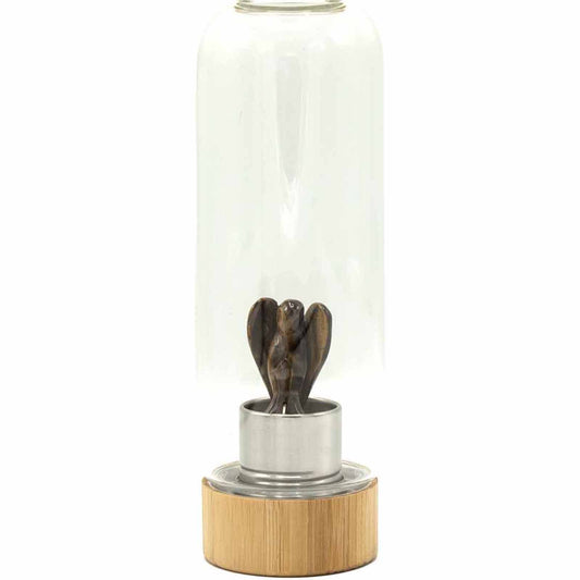 Crystal Infused Glass Water Bottle - Determined Tiger's Eye - Angel
