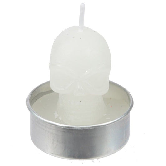 Tea Light Candle - Black and White Skulls