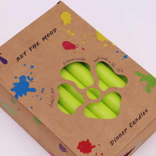 Solid Colour Dinner Candle Set - Pack of 21 - Rustic Lime Green