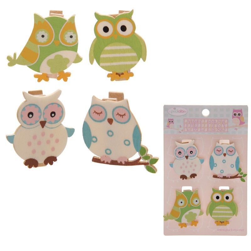 Cute Owl Pegs Pack of 4