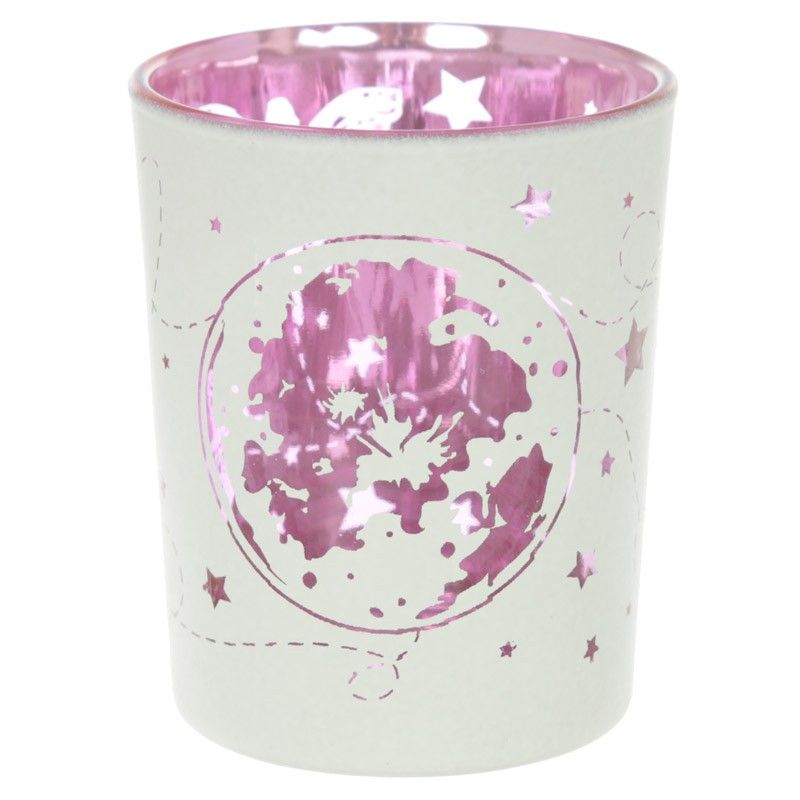 Set of 2 Fairy Moon Glass Tea Light/Votive Holders