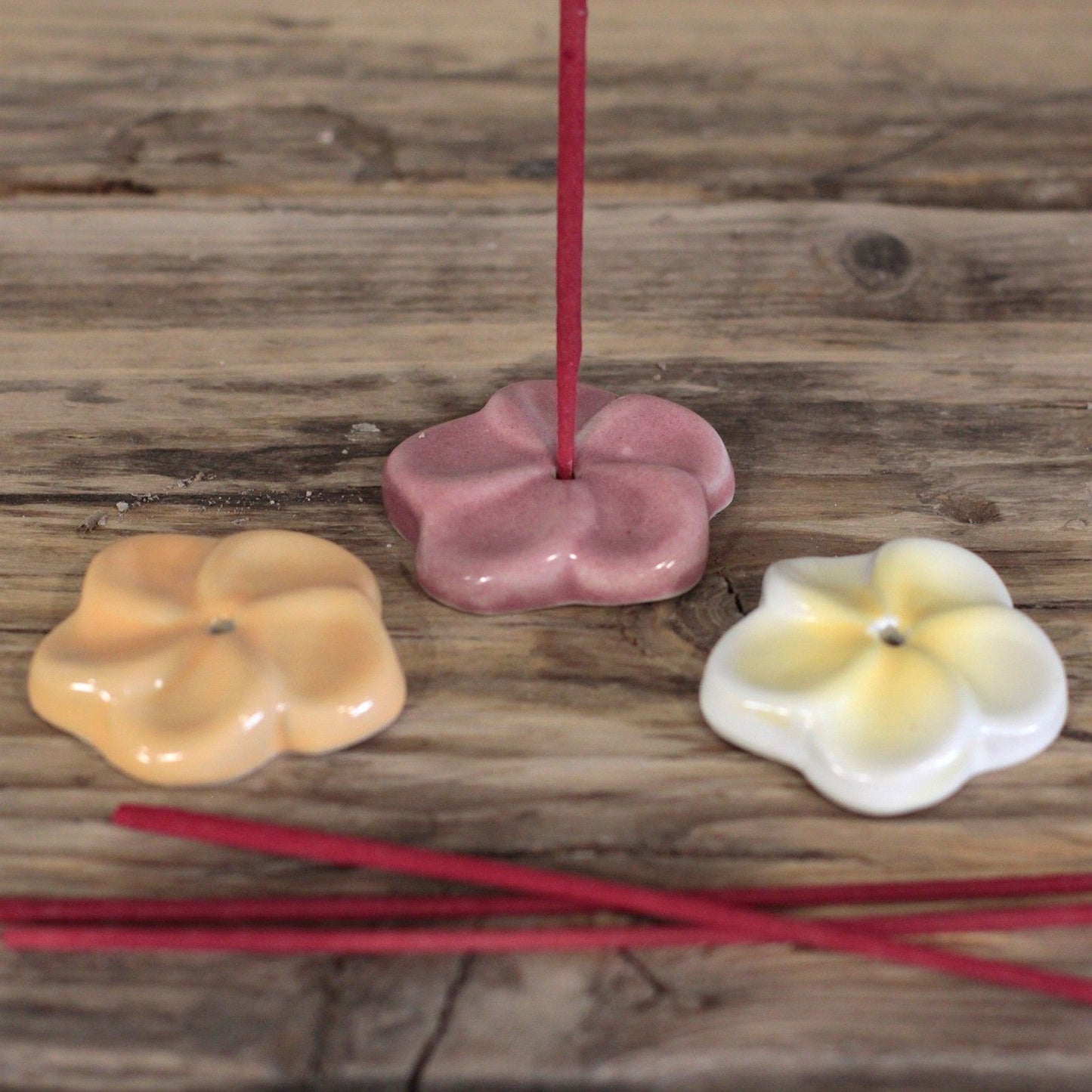 Ceramic Incense Holder - Frangipani (asst cols)
