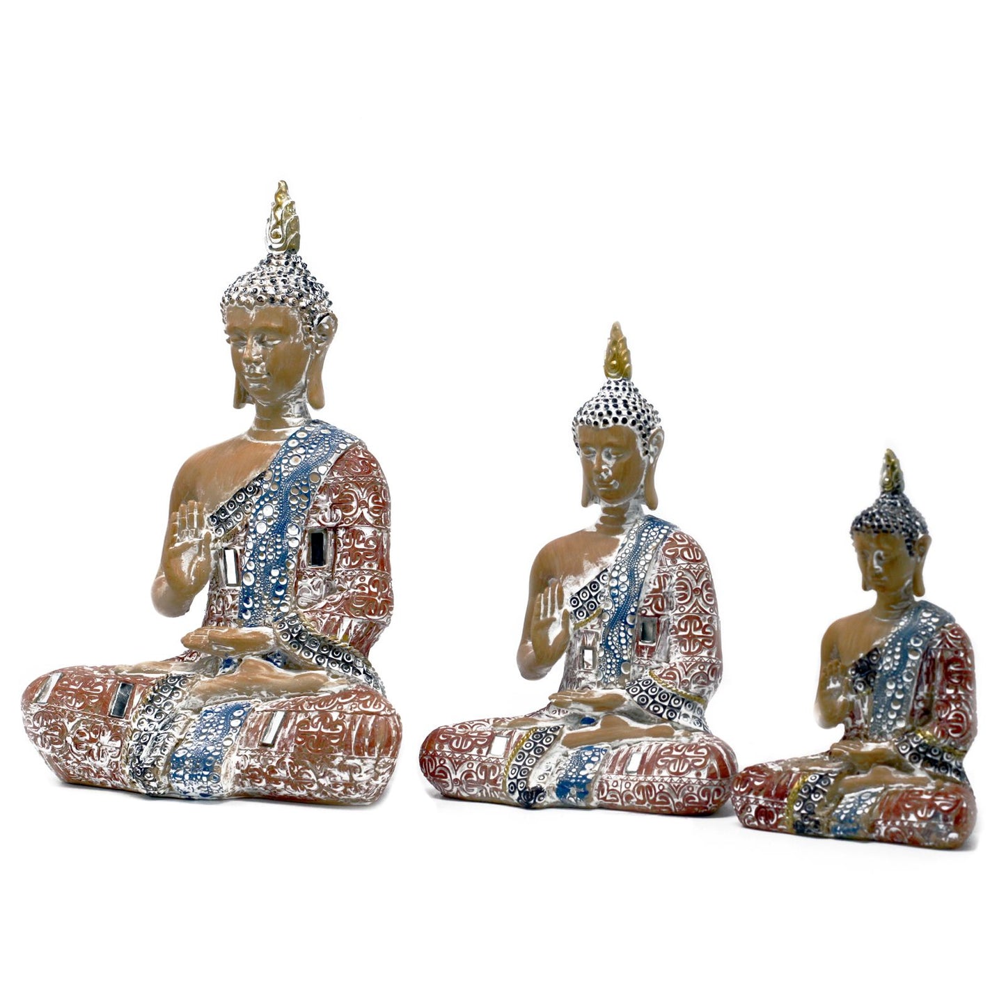 Thai Buddha - Protection - Terraccotta & Sky Blue 20 cm