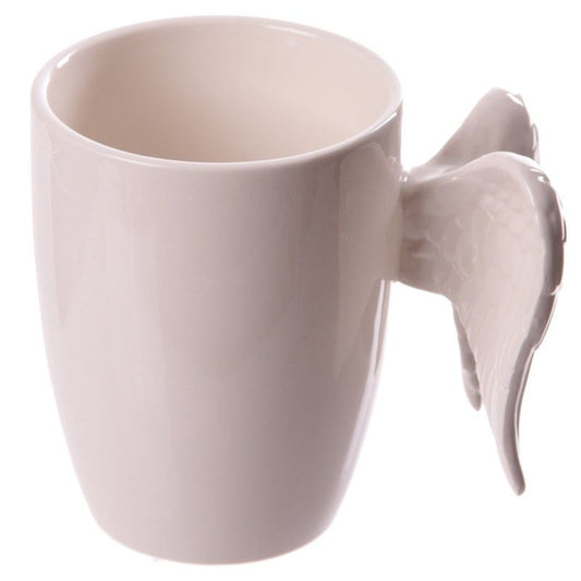 White Ceramic Angel Mug with Wings Handle