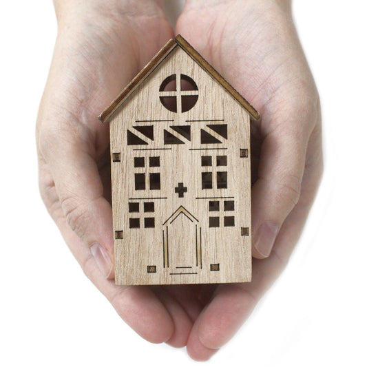 Medium Wooden LED Light Shadow House
