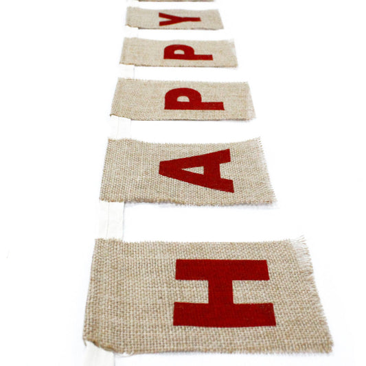 Natural Bunting HAPPY BIRTHDAY (lrg with cake)