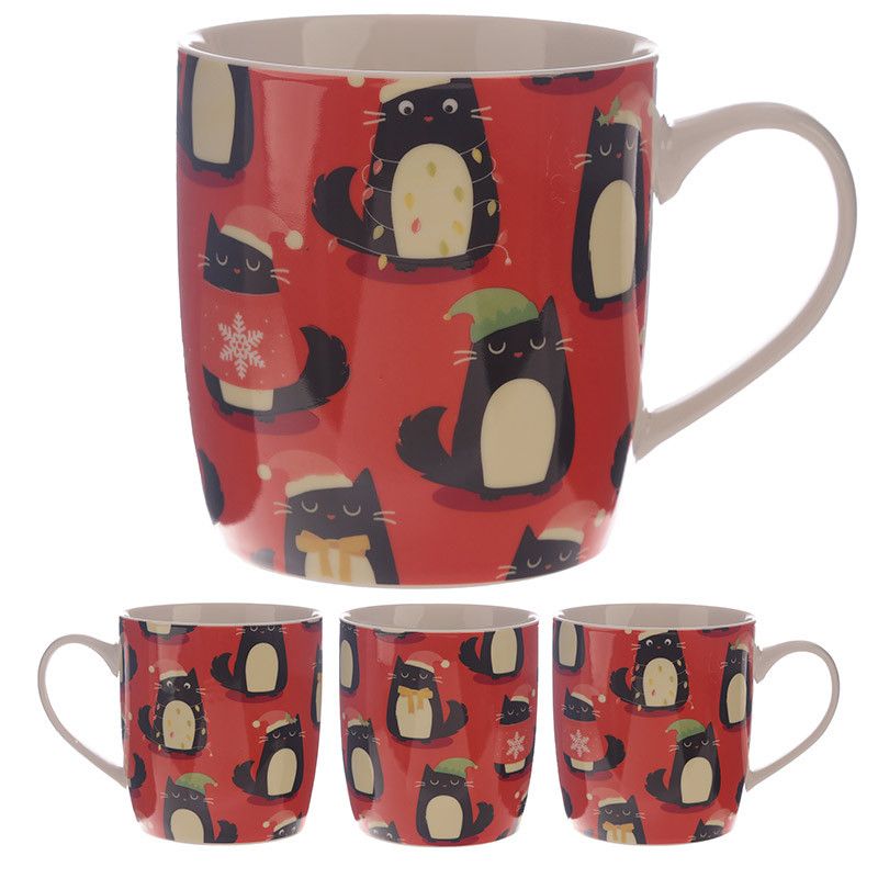 Feline Festive Cat New Bone China Mug