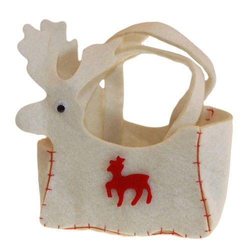 Xmas Felt Bags - White Reindeer