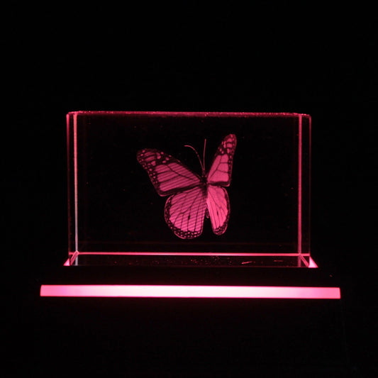 Laser Crystal Block - Butterfly