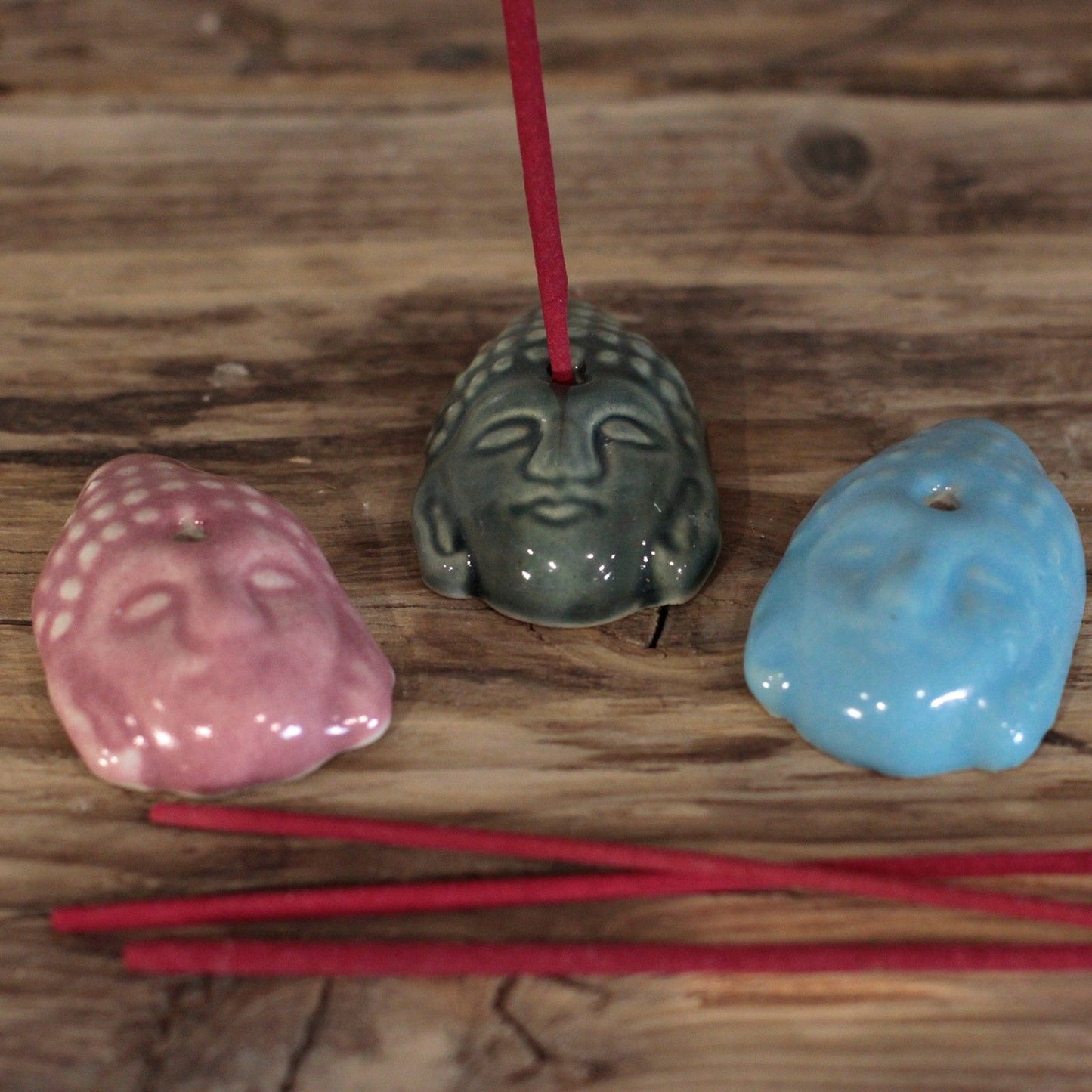 Ceramic Incense Holder - Buddha (asst cols)