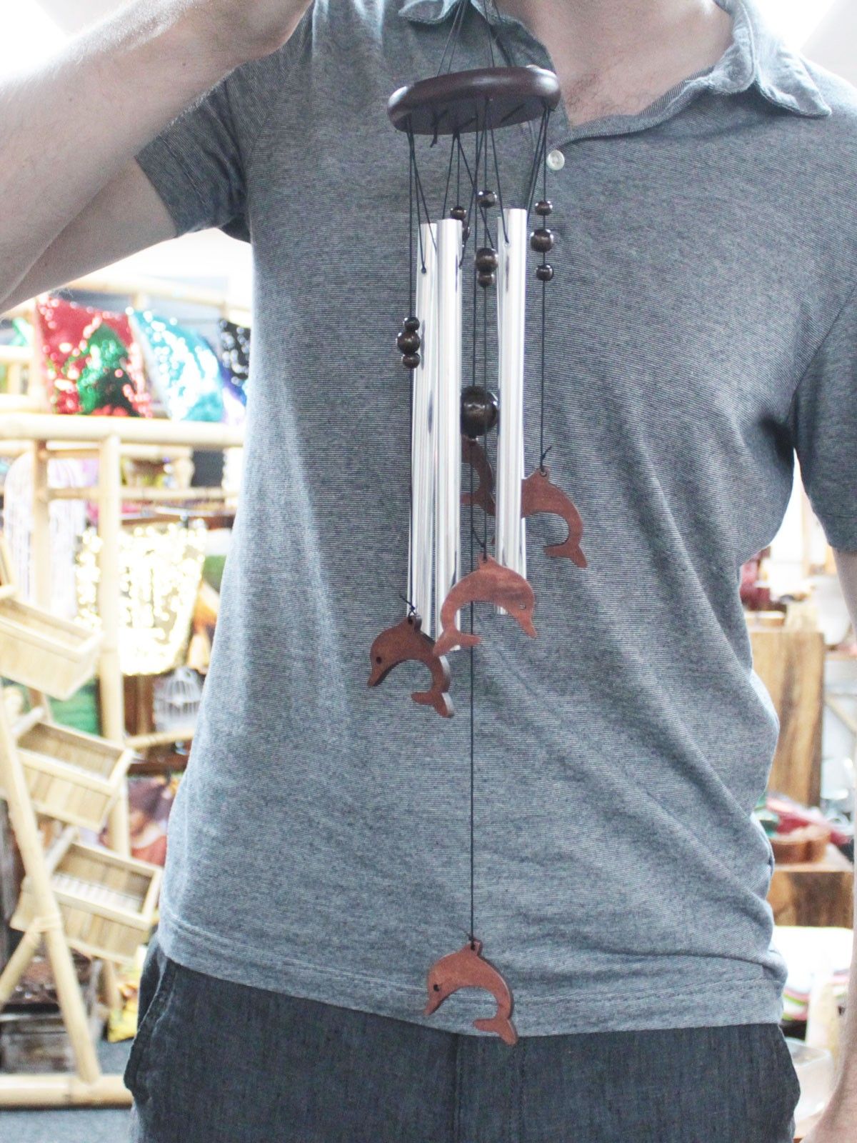 Classic Wood and Tube Chime - Dolphins