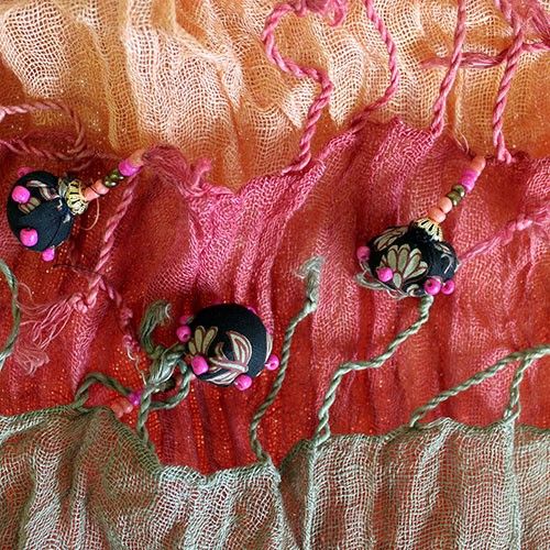Linen Décor Scarves - Peach Cream & Rose