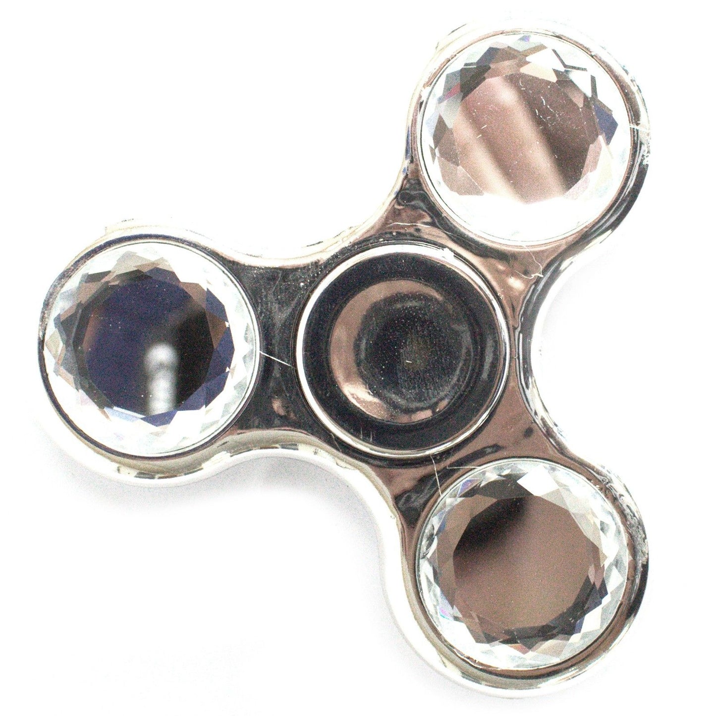 Metal Fidget Spinner - Silver & Crystal