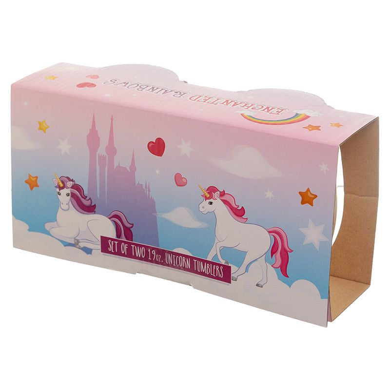 Enchanted Rainbow Unicorn Set of 2 Glass Tumblers