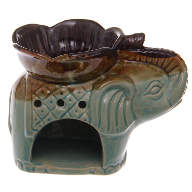 Elephant Carrying Flower Dish Ceramic Oil Burner