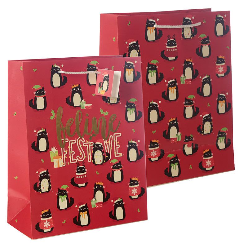 Christmas Feline Fine Cat Gift Bag - Large