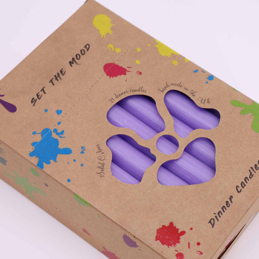 Solid Colour Dinner Candle Set - Pack of 21 - Rustic Lilac