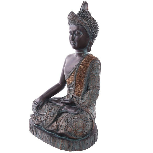 Thai Buddha Sitting On Base - Large Brown & Verdigris Effect