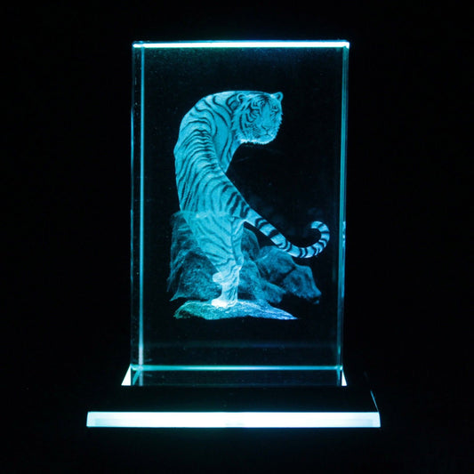 Laser Crystal Block - 3D Tiger
