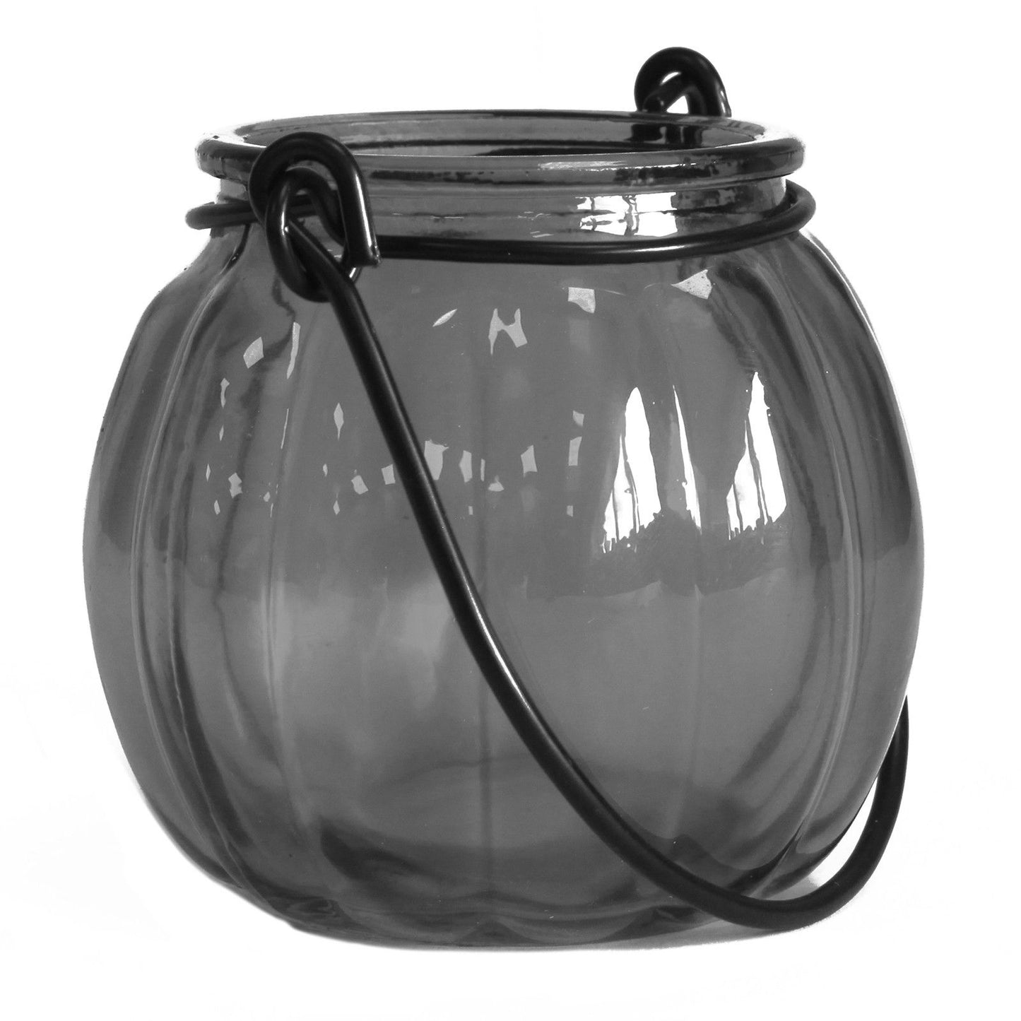 Recycled Pumpkin Candle Lantern - Grey
