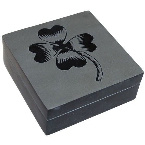 Lucky Black Stone Boxes - Four Leaf Clover