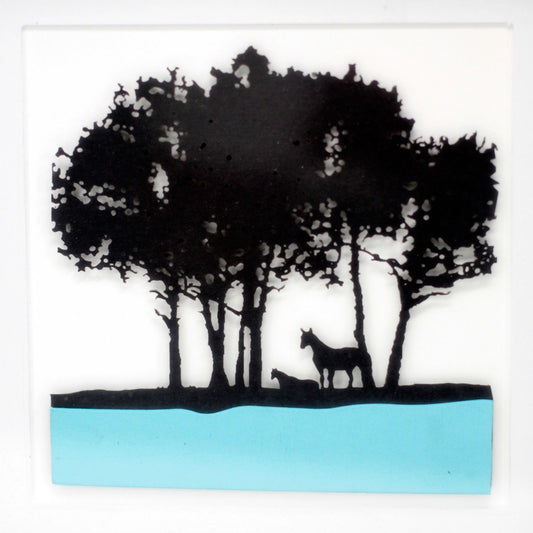 Paper Cutout Black Picture Frame - Horses
