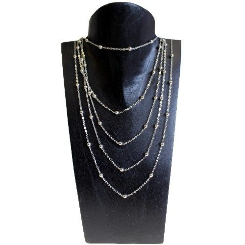 Silver Coated Curb Chain - Beaded