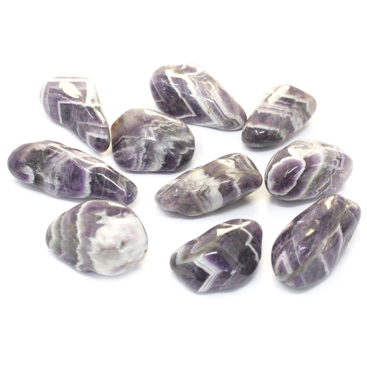 Extra Large Tumble Stones - Amethyst Chevron