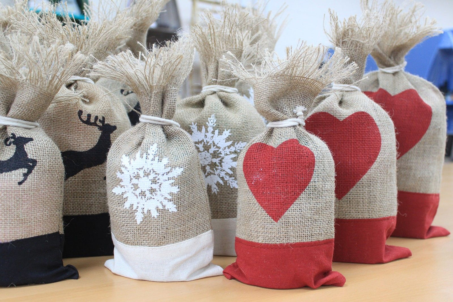 Danish Pouch Set of 3 - Red & Heart
