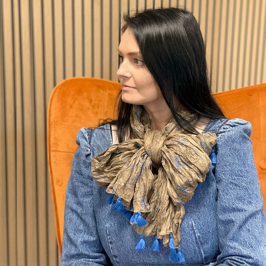 Antique Tassel Scarves - Grey Blue