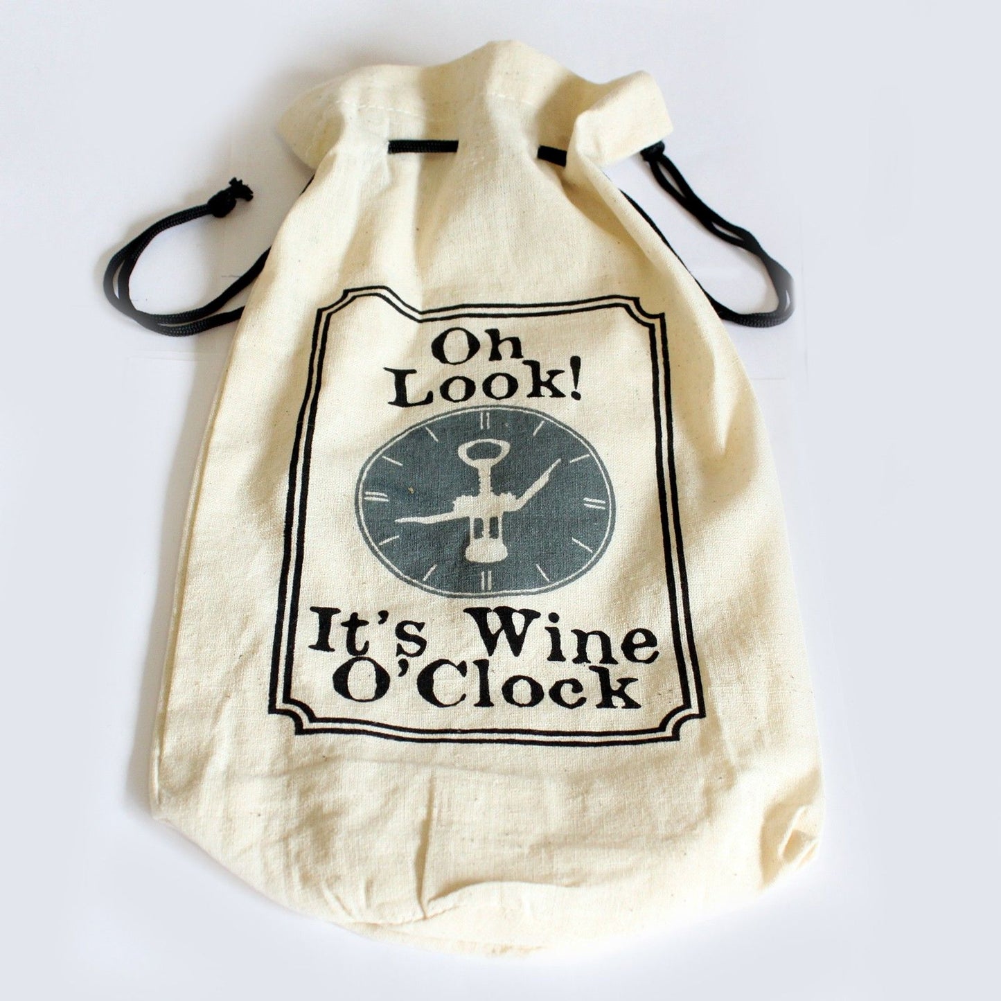 Cotton Wine Pouch - It's Wine O'Clock