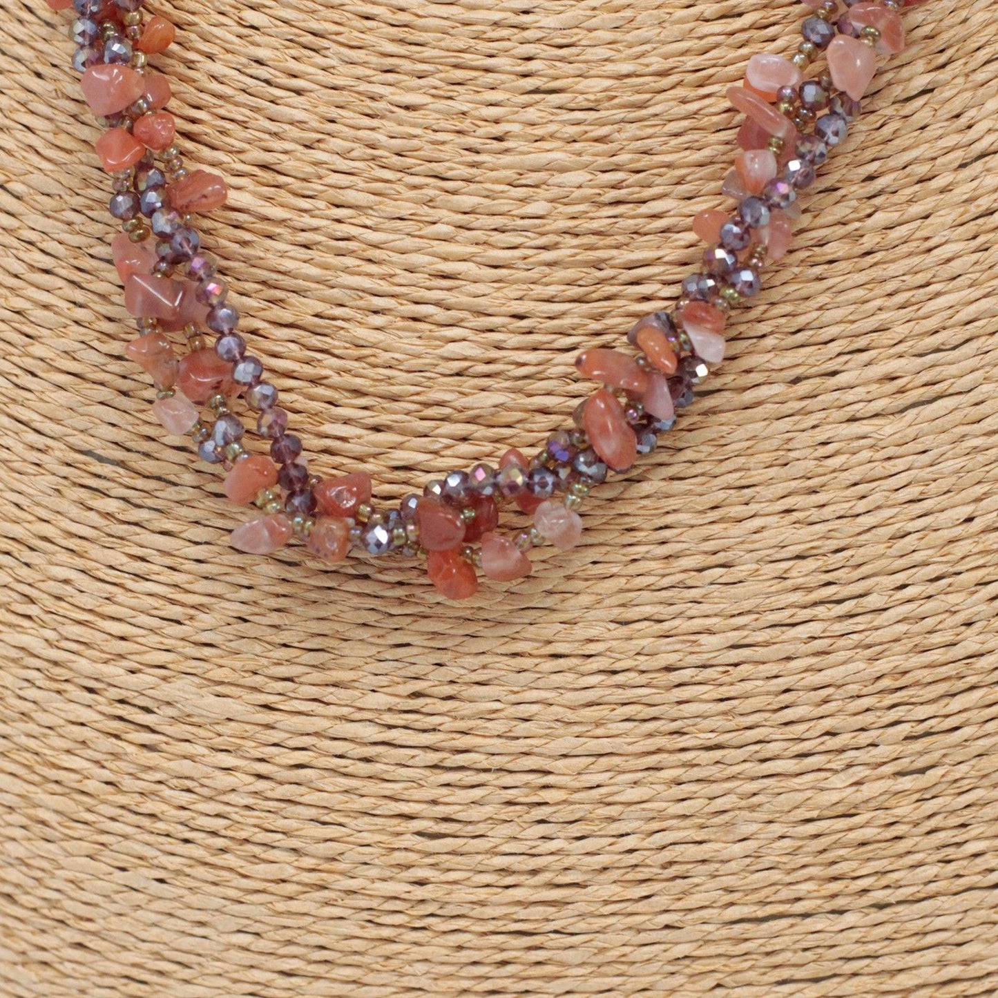 Chipstone & Bead Necklace - Red Agate