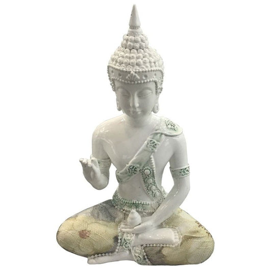 Thai Buddha White Gloss & Cream Figurine - Enlightenment