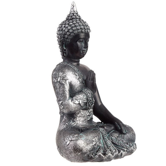 Thai Buddha Figurine Black & Silver - Meditation