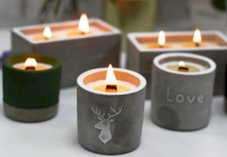 Concrete Wooden Wick Candles