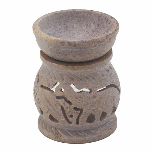 Small Soapstone Oil Burner 8cm - Elephant