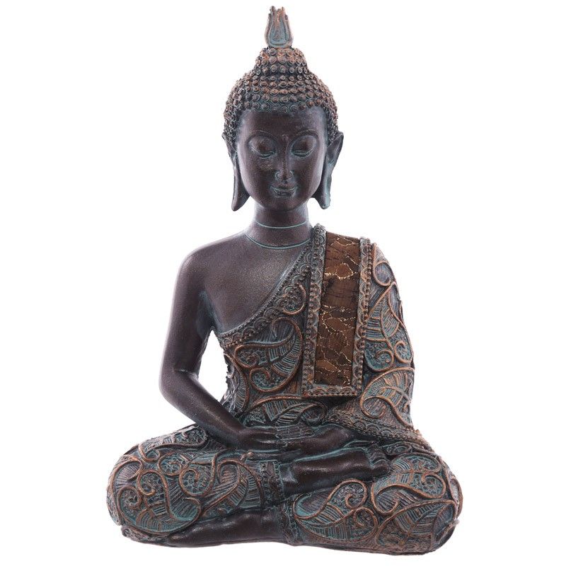 Thai Buddha Sitting - Small Brown & Verdigris Effect