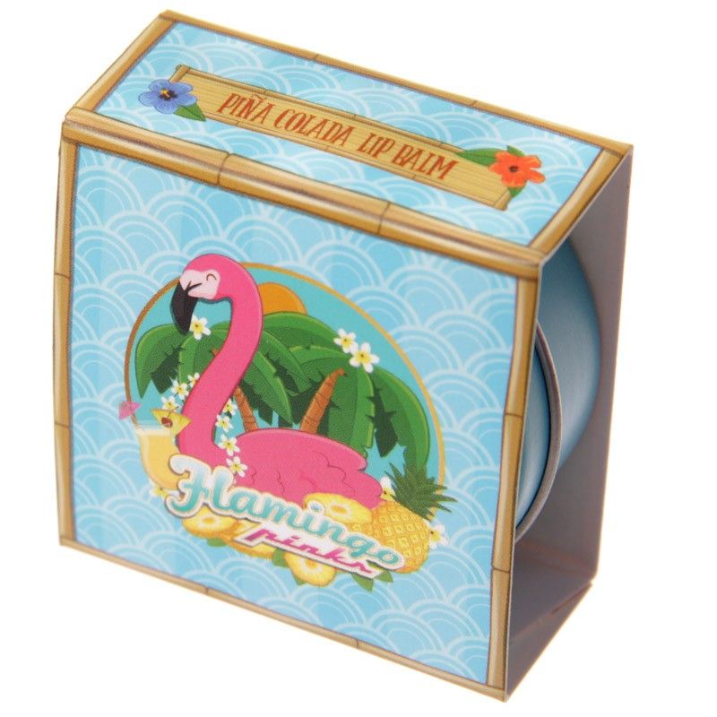Box of 24 Fun Tropical Flamingo Lip Balm in a Tin