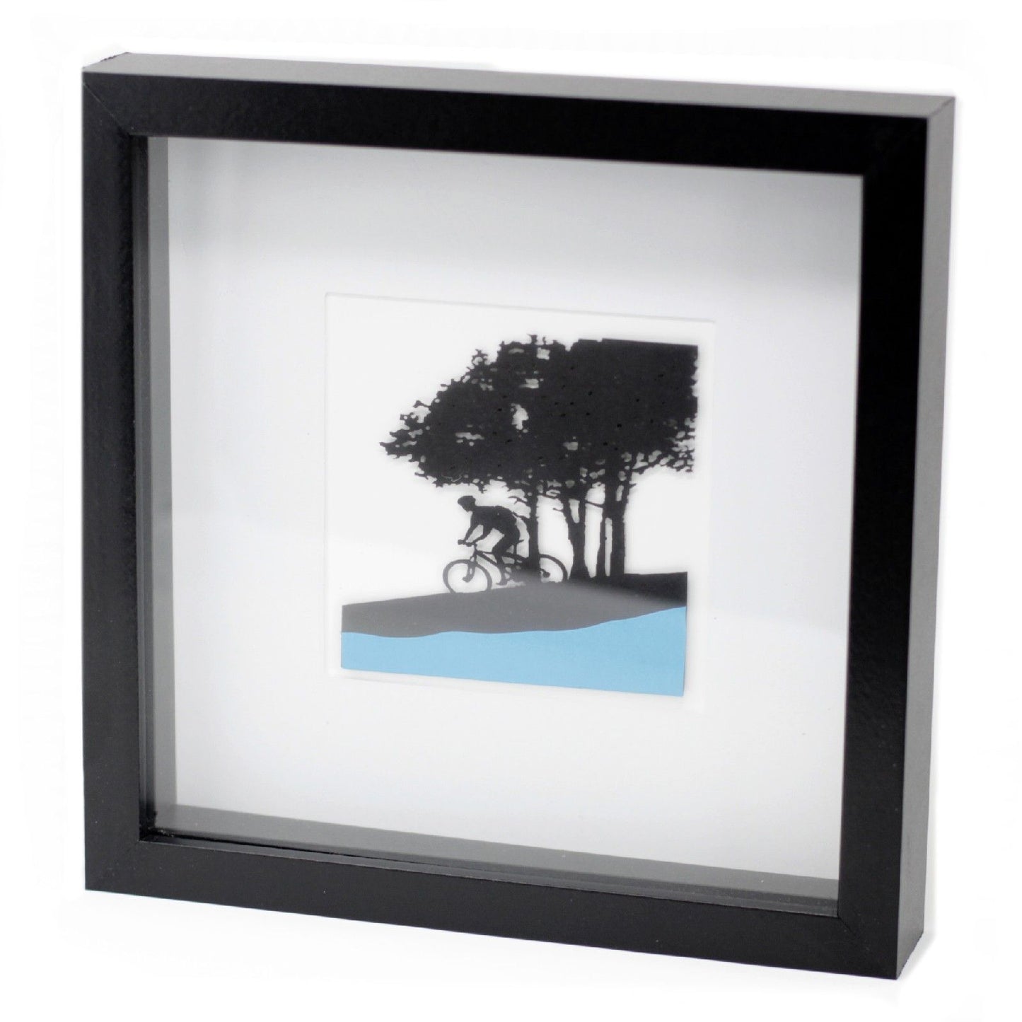 Paper Cutout Black Picture Frame - Single Cyclist