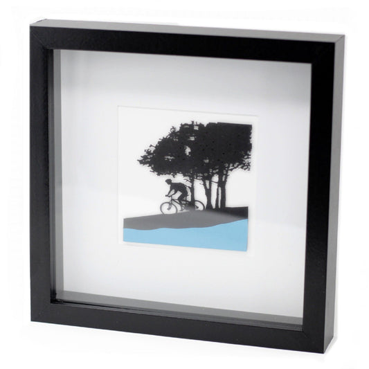 Paper Cutout Black Picture Frame - Single Cyclist