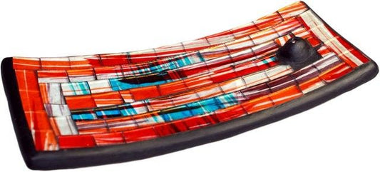 Mosaic Incense Plate - Splash Blue & Red