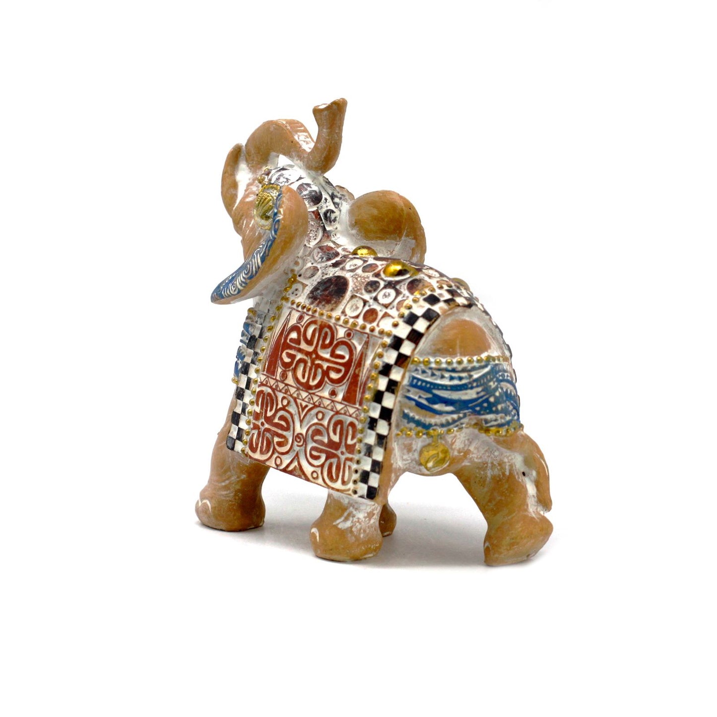 Thai Elephant - Good Luck - Terraccotta & Sky Blue 11 cm