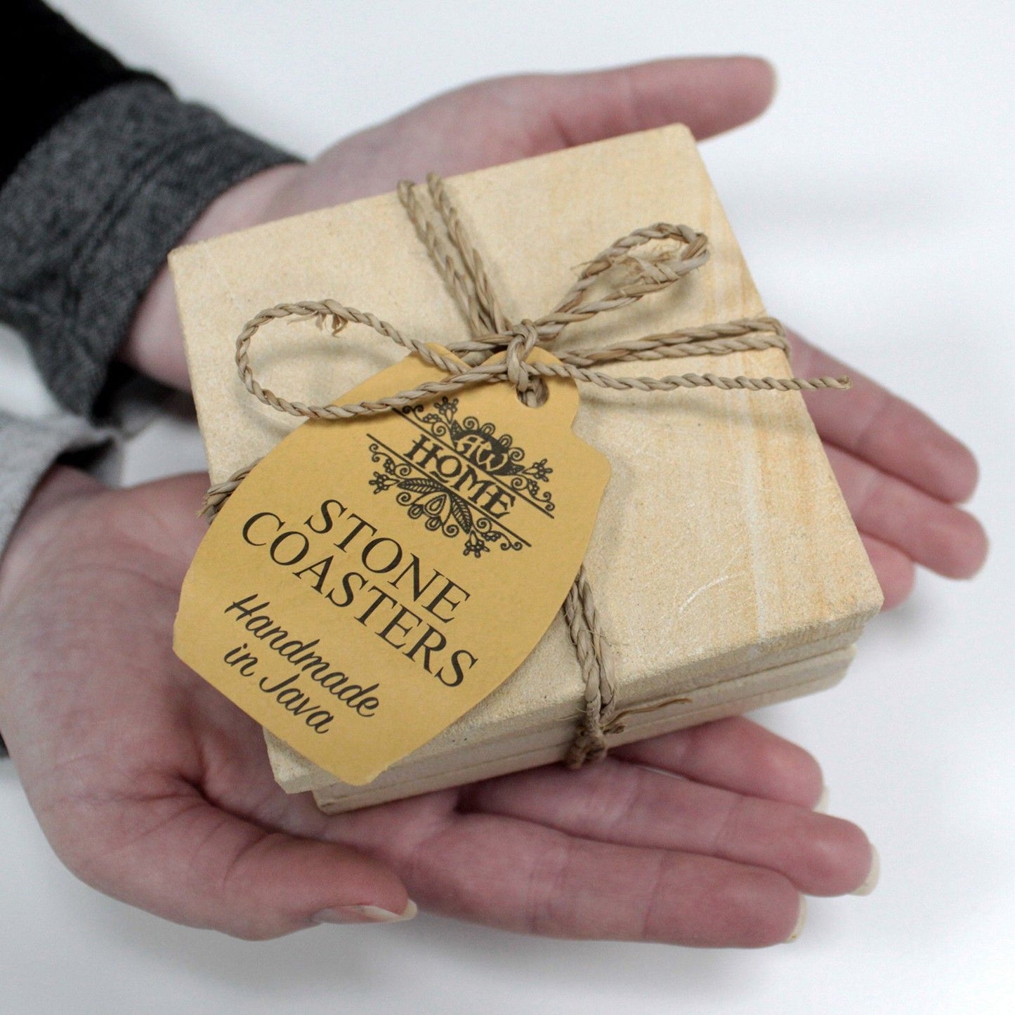 Set of 4 Stone Coasters - Square - Simple Sandstone