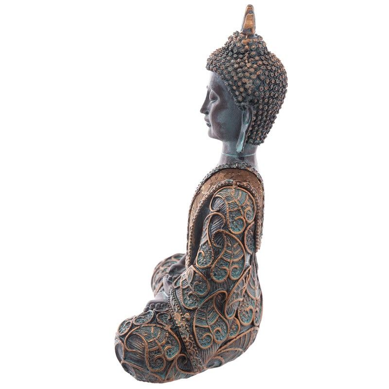 Thai Buddha Sitting - Small Brown & Verdigris Effect