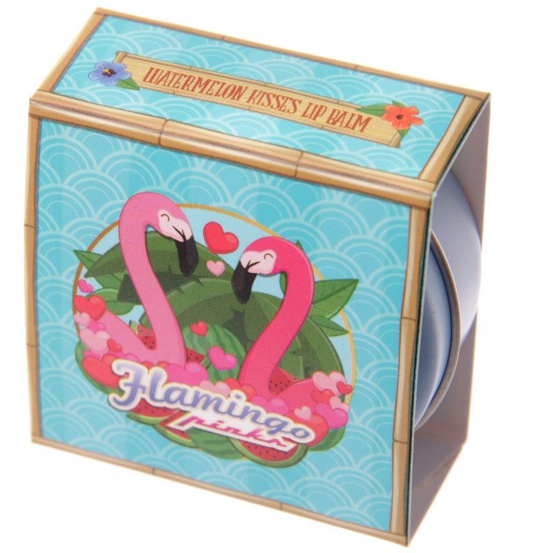 Box of 24 Fun Tropical Flamingo Lip Balm in a Tin