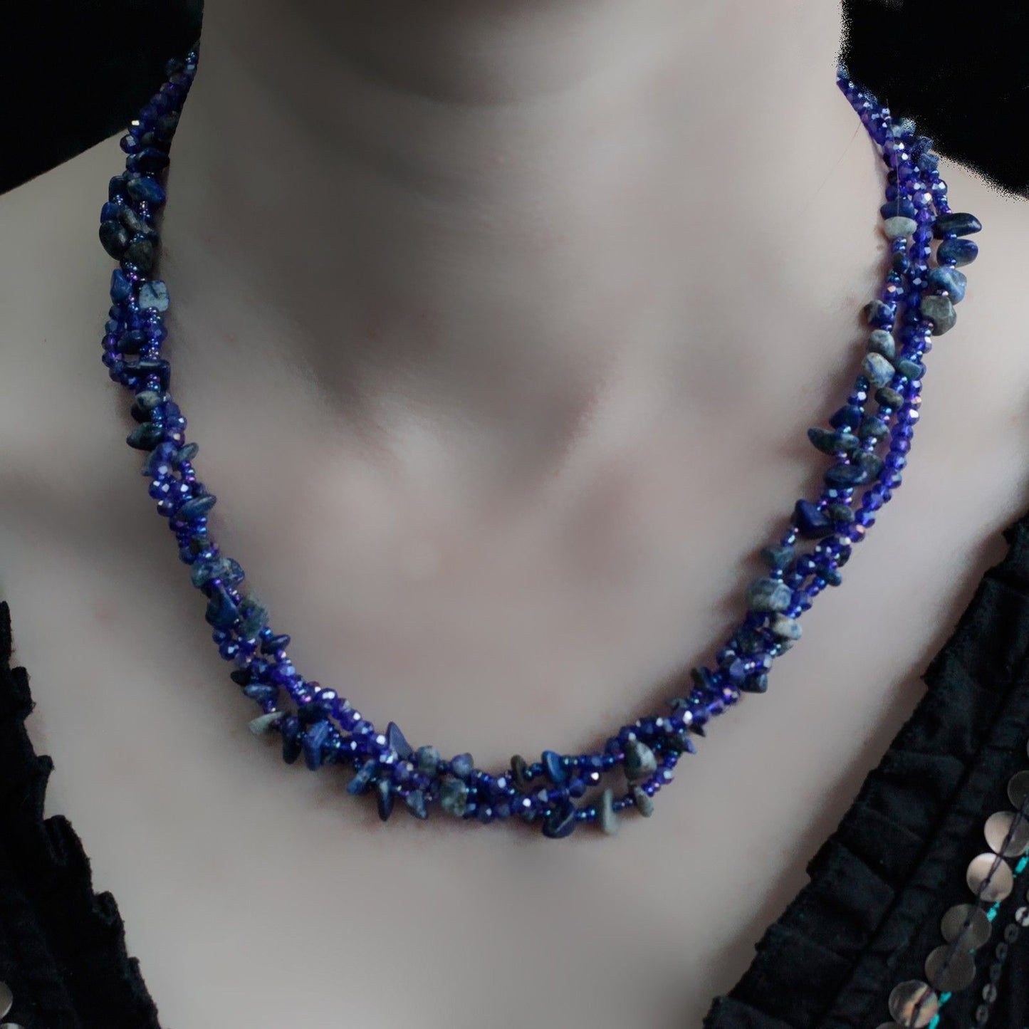 Chipstone & Bead Necklace - Lapis
