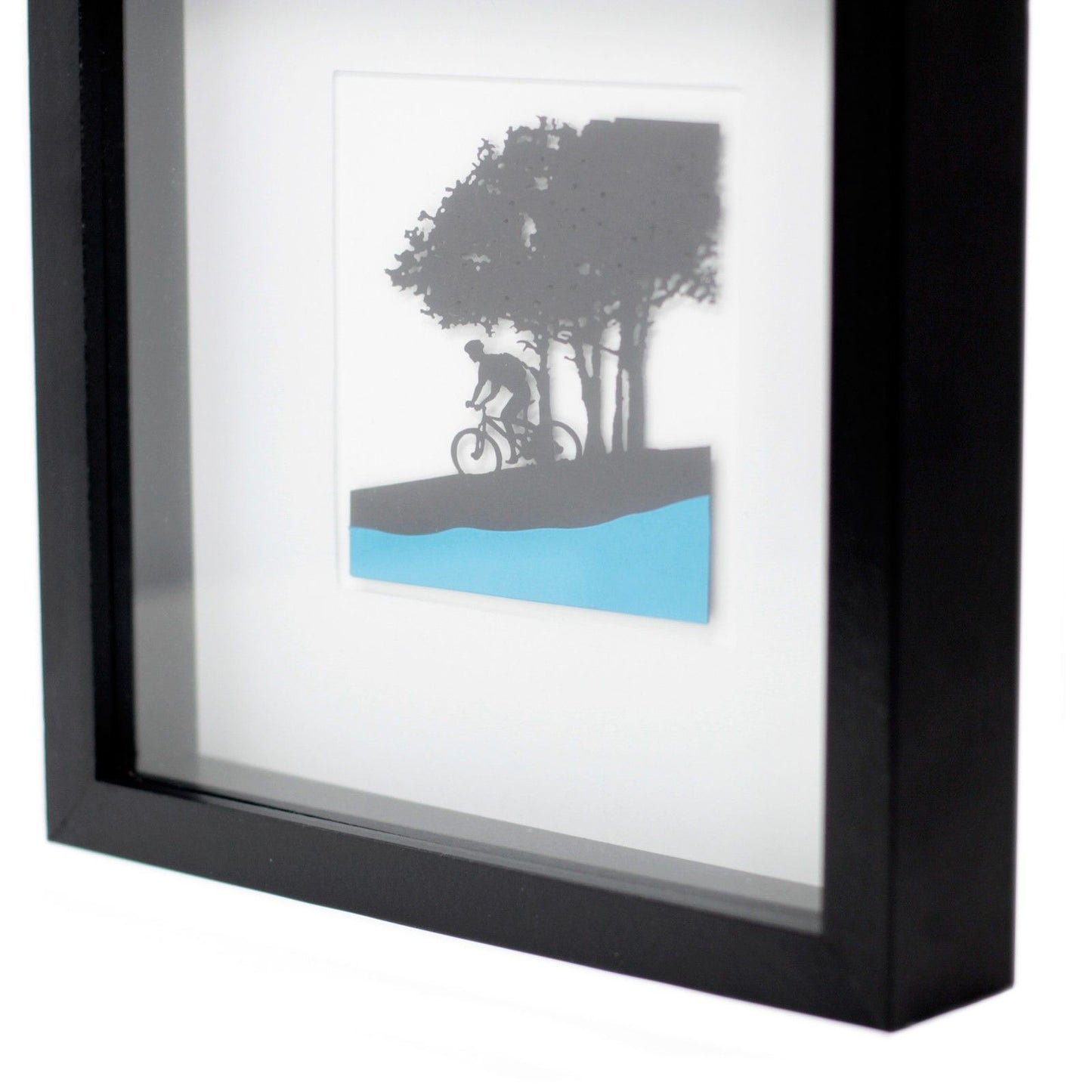 Paper Cutout Black Picture Frame - Single Cyclist