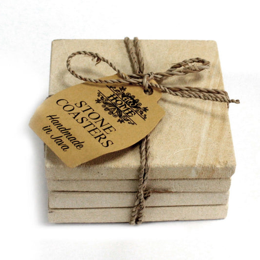 Set of 4 Stone Coasters - Square - Simple Sandstone