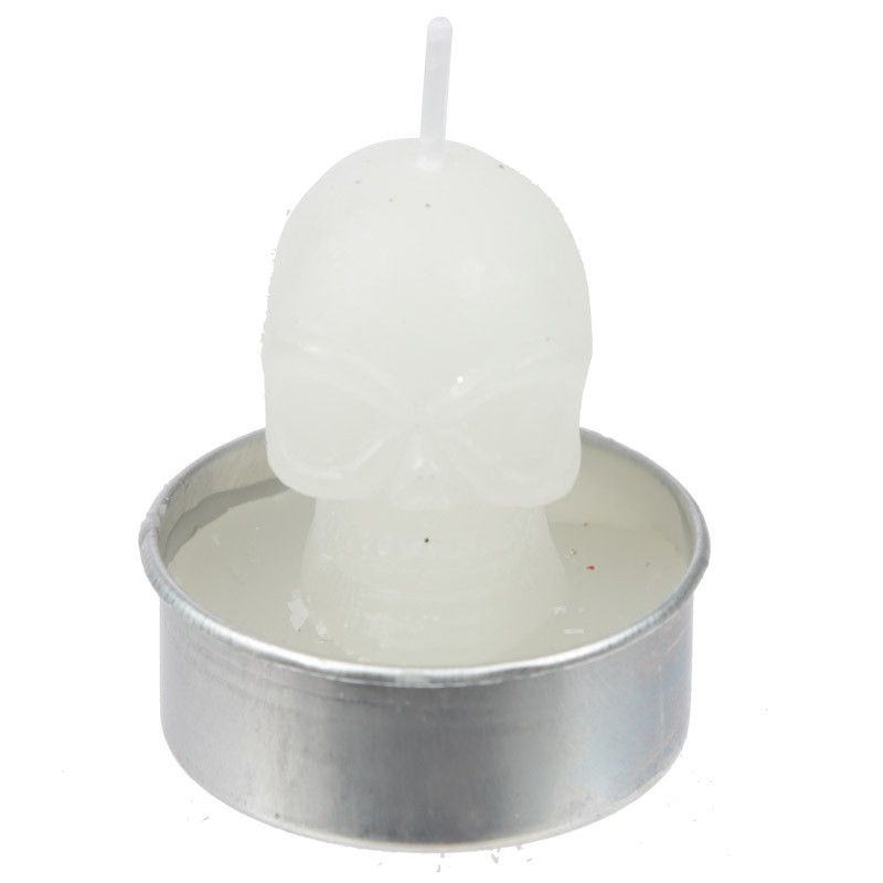 Tea Light Candle - Black and White Skulls