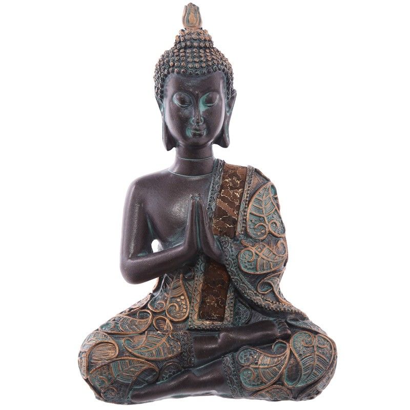 Thai Buddha Sitting - Small Brown & Verdigris Effect